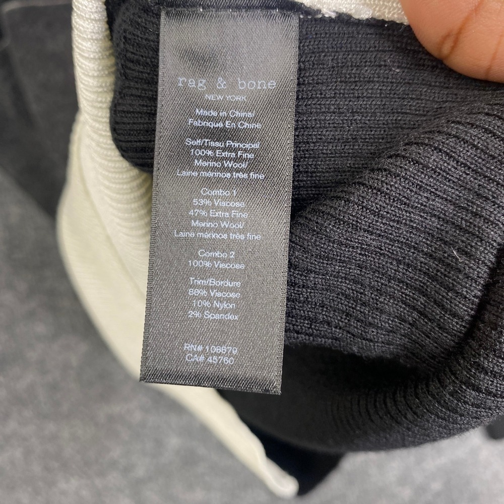 Rag & Bone Colorblock Merino Wool Mohair Blend Sweater Black Grey Cream Small - Picture 4 of 11